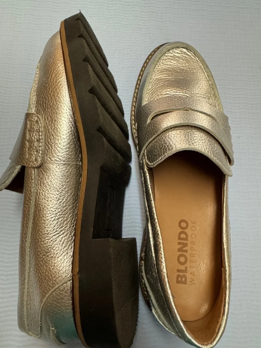 Blondo Metallic Gold Slip-On Loafers - Picture 2 of 7